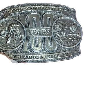 Vintage Belt Buckle Commemorating 100 Years 1876-1976 Telephone Industry